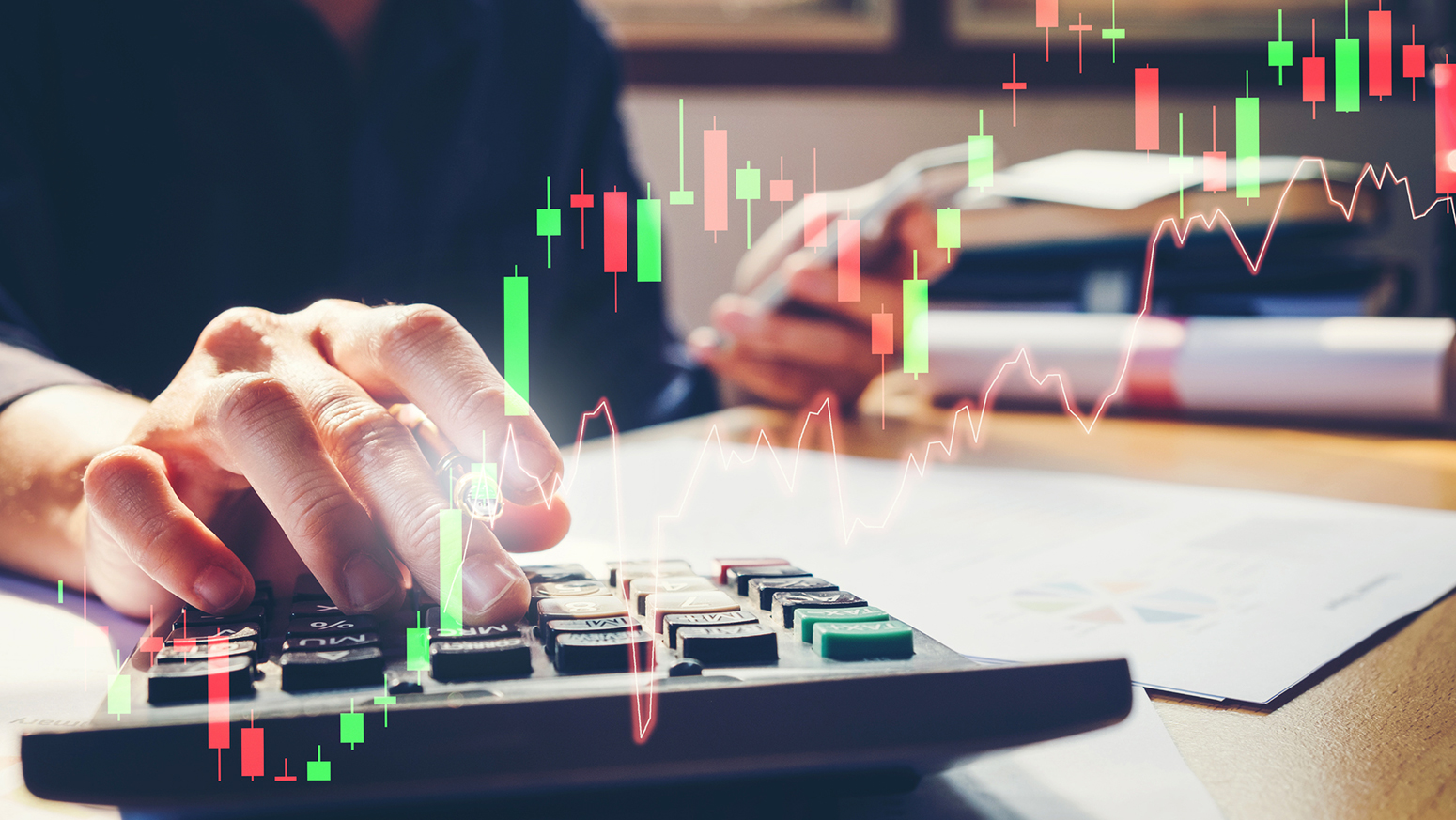 A credit analyst crunching numbers