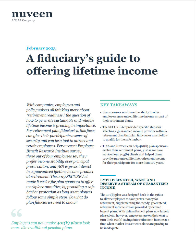 A fiduciary’s guide to offering lifetime income